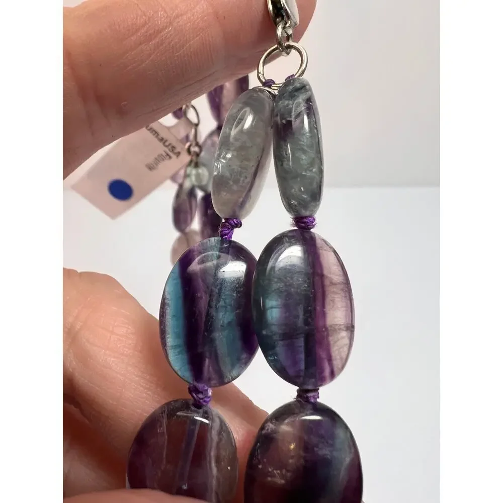 NEW Nate & Etan Fluorite knotted necklace with sterling silver clasp